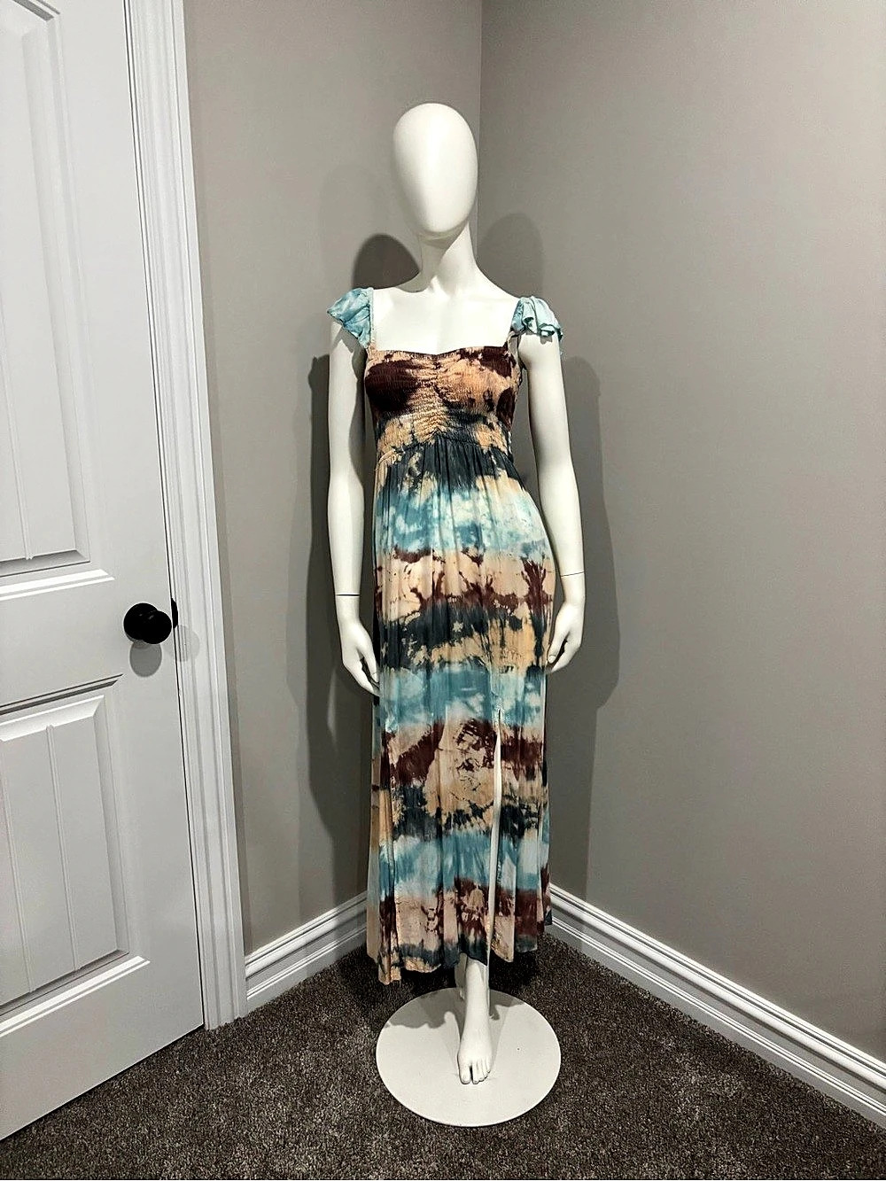 Tiare Hawaii Tie-Dye Maxi Dress in Blue & Brown